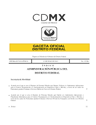 PUBLICACIÓN EN LA GACETA OFICIAL DEL DISTRITO FEDERAL