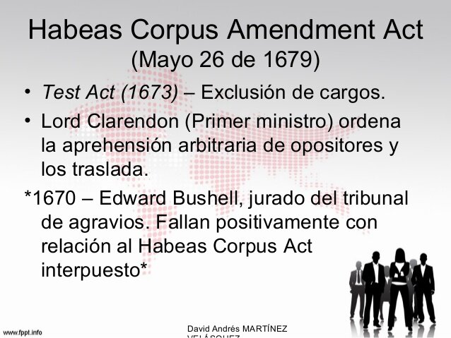 CONSAGRACIÓN DEL HABEAS CORPUS EN INGLATERRA.