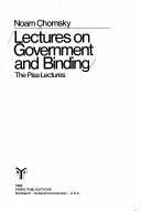 Lectures on Government and Binding: The Pisa Lectures