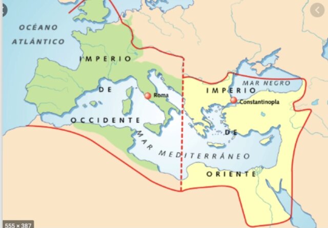 División del imperio en Oriente y Occidente