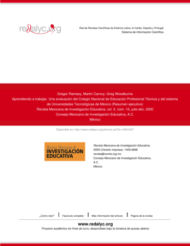 Ramsey, Carnoy y Woodbourne (2000).