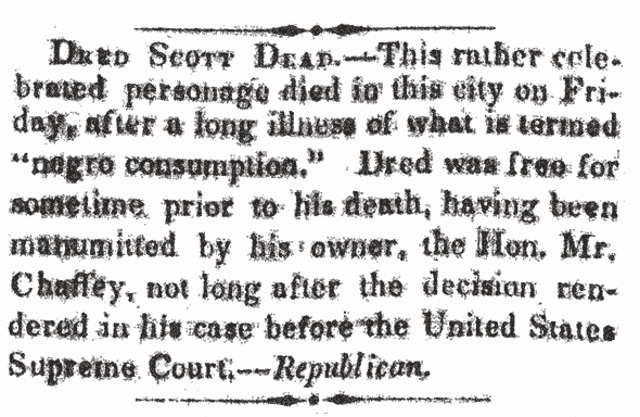 Dred Scott Dies