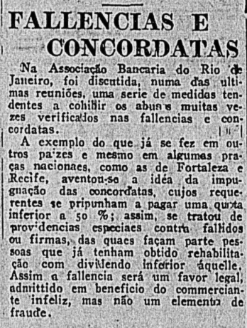 Investigação da Associação acerca de casos em que a declaração de falência é utilizada como artifício de fraude  “FALÊNCIAS E CONCORDATAS"