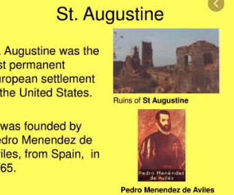 - First permanent Spanish settlement is established at St. Augustine.