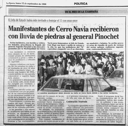 Expulsión de Pinochet de Cerro Navia.