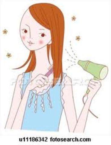 Me seco son a las siete y media.