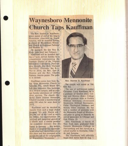 Stan Kauffman Installed as Pastor