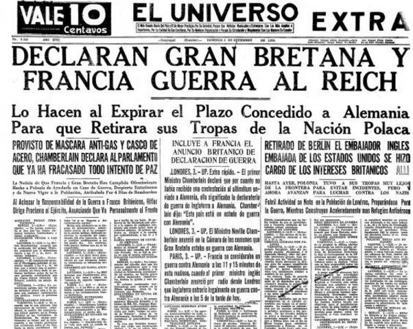 Francia y Gran Bretaña declararon la guerra a Alemania.