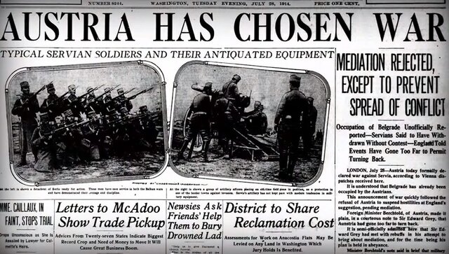 Austria le declara la guerra a Serbia.