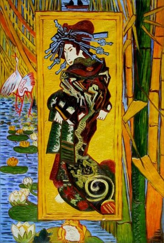 Oiran, copia dalla xilografia Keisai Eisen