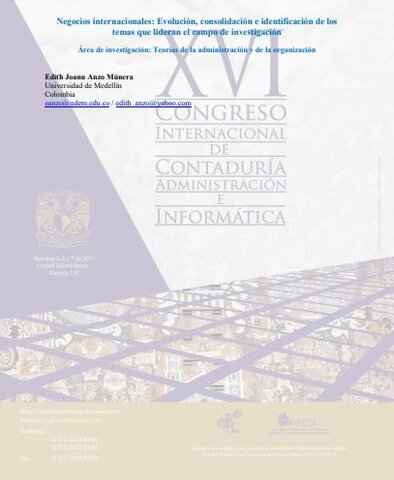 Articulo Literario " Negocios internacionales: Evolución, consolidación e identificación de los temas que lideran el campo de investigación".