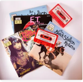 Audio books on cassette tape.