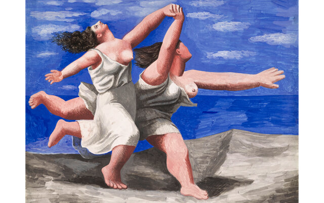 Mujeres corriendo por la playa 1922