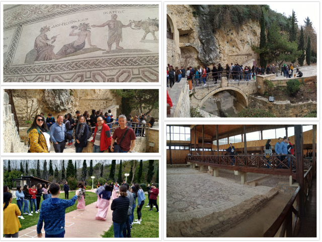 Cultural bus trip to Ayios Neofitos Monastery, kato Paphos, mosaics and castle. Later, games at Eleouthkia Park