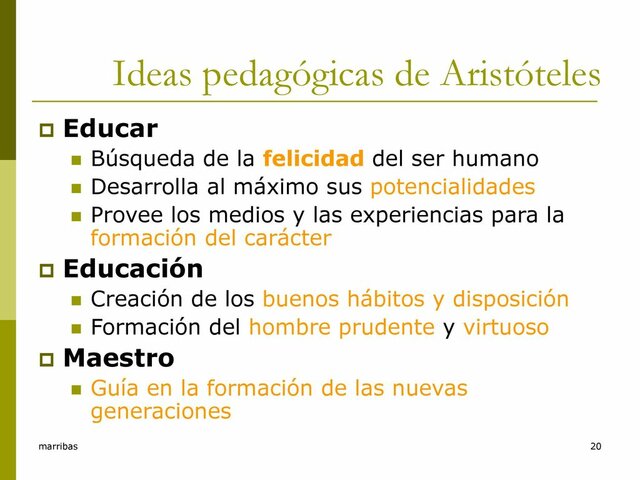 La educación y Pedagogía de  Aristóteles