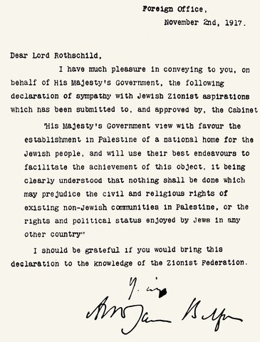 Britain issues the Balfour Declaration