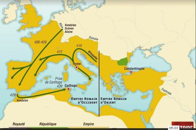 Début des invasions barbares