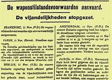 in 1918 een wapenstilstand getekend