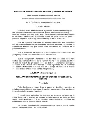 Declaración Americana de los Derechos y Deberes del Hombre