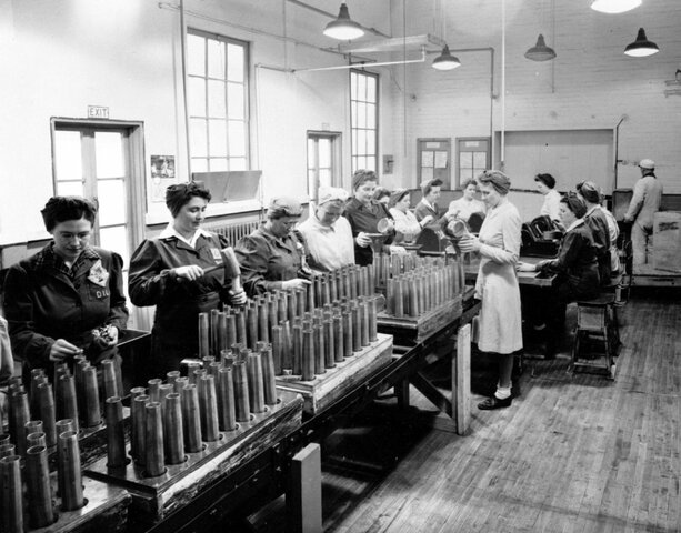 Women get sent back to work while men are sent to war