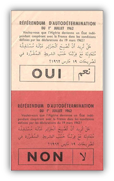 The French majority votes for independence of Algeria