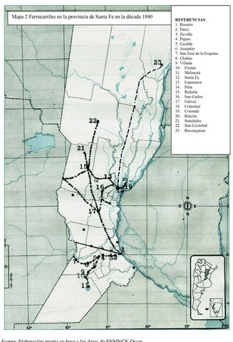Ferrocarriles en prov. de Santa Fe década 1880