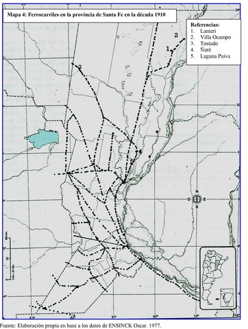 Ferrocarriles en prov. de Santa Fe década 1910