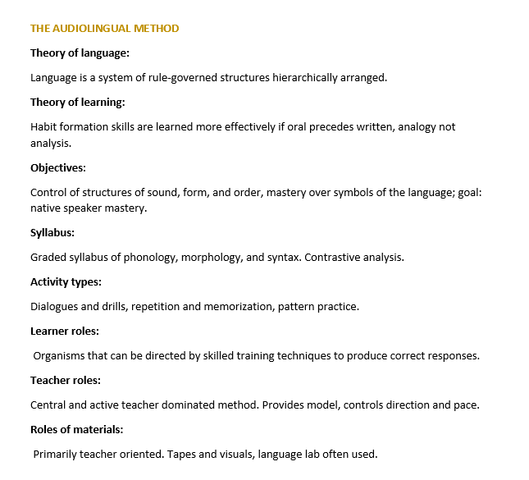 THE AUDIOLINGUAL METHOD