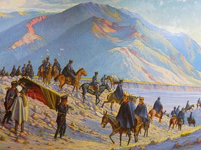 El General José de San Martín cruza la cordillera de los Andes