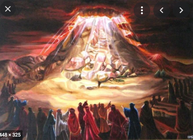 Jews receive the Torah at Mount Sinai