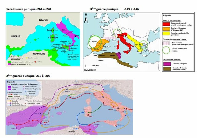 Début des guerres puniques (les carthaginois contre les romains)