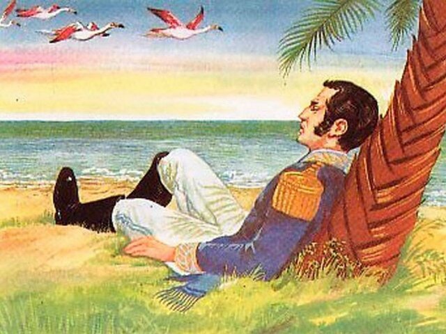 San Martin crea la primera bandera del Perú.