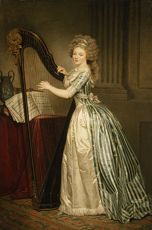 Self-portrait with harp