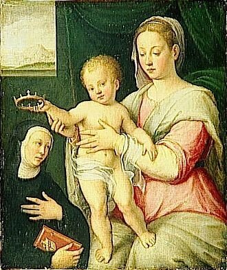 Barbara Longhi, Virgin and Child with Saint (1595), 39 x 32.5cm, Department of Paintings of Louvre, Oil on Canvas