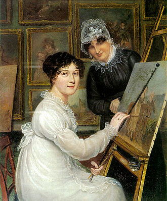 Rolinda Sharples, Self-Portrait of Rolinda Sharples with her mother Ellen Sharples (1816), 36.8 x 29.2cm, Bristol City Museum and Art Gallery, Oil, Canvas