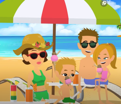 sit under the beach umbrella