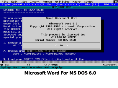 Microsoft Word para MS-DOS - Pré Windows Era