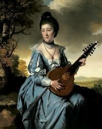 La guitarra inglesa con forma de pera,  Tiene diez  cuerdas metálica                     (1776)