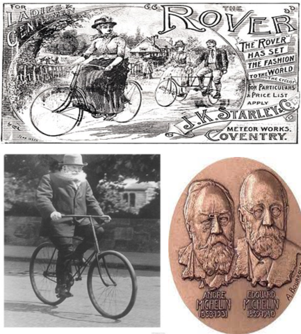 Jhon K. Starley / Jhon B. Dunlop  / Hermanos Michelin-Giovanni Pirelli