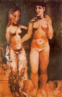 Two nude women
