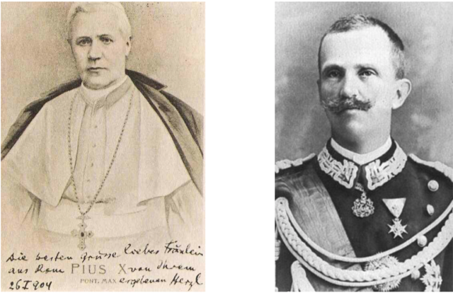 Se reúne con el Rey III y el Papa Pio X