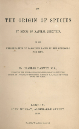 Charles Darwin publica el Origen de las Especies. Reino Unido