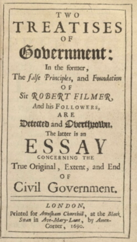 John Locke introduces the idea of natural rights and limited government.