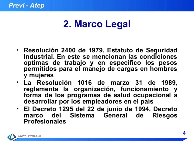 Marco legal en ergonomía en Colombia
