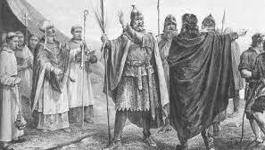 The king of France makes a treaty Danish Vikings