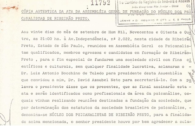 Fundação do Núcleo de Psicanálise de Ribeirão Preto (NPRP)