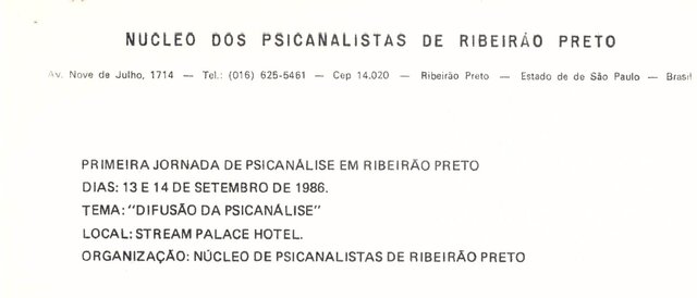 Primeiro evento: "A Difusão da Psicanálise"