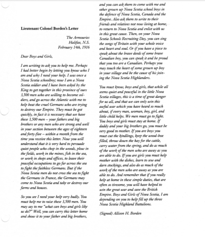 Lieutenant Colonel Allison Borden's Recruitment Letter -1
