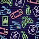 Controles videojuegos estilo neon pared ladrillo 24908 58916