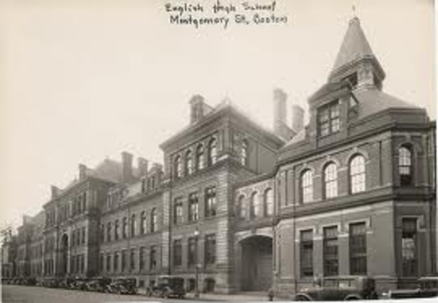 The first public high school, Boston English High School, opens.